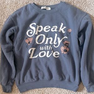 Sweatshirt size 3-5 small soft and comfy light feel.